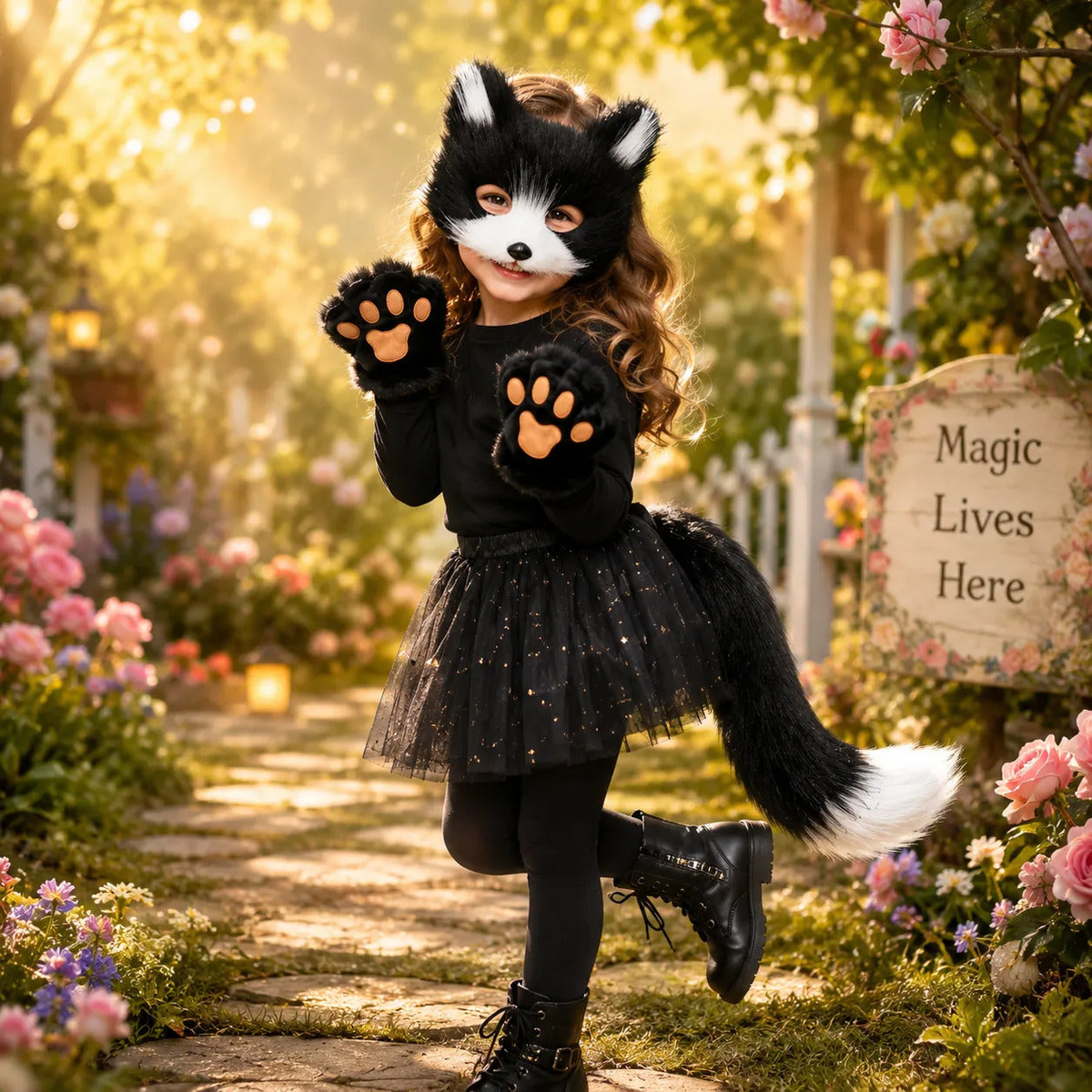 Traje De Perrito Disfraz Therians Máscara Patitas Y Cola