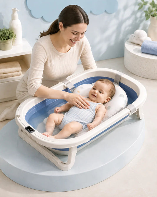 Bañera Plegable Para Bebe Tina Con Termometro Cojín Y Silla