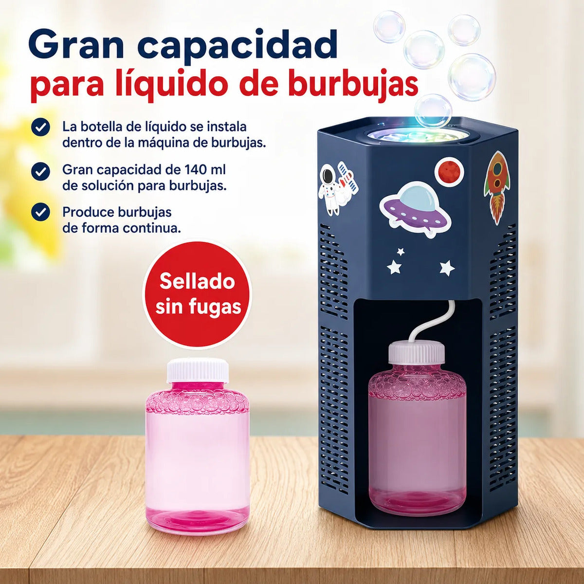 Máquina De Burbujas Espacial Con Luces Y Sonidos + 1 Líquido