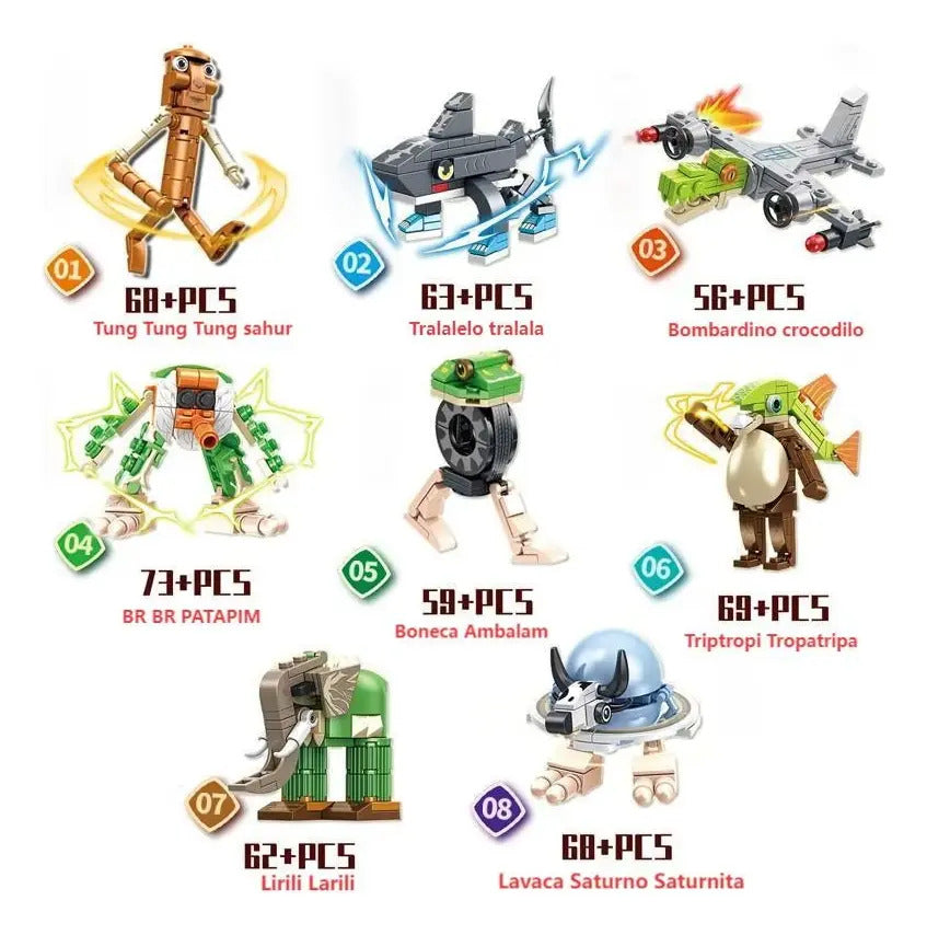 Set De Figuras Brainrot Para Armar Tralalero Tralala Bloques