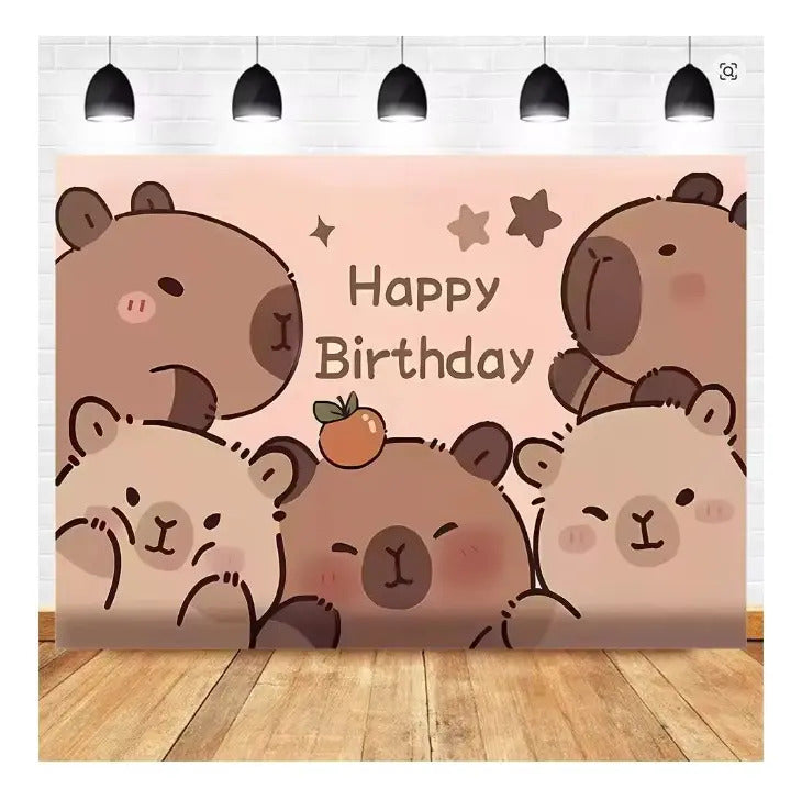 Cotillón Capibara Cumpleaños Capybara + Tela De Fondo Grande