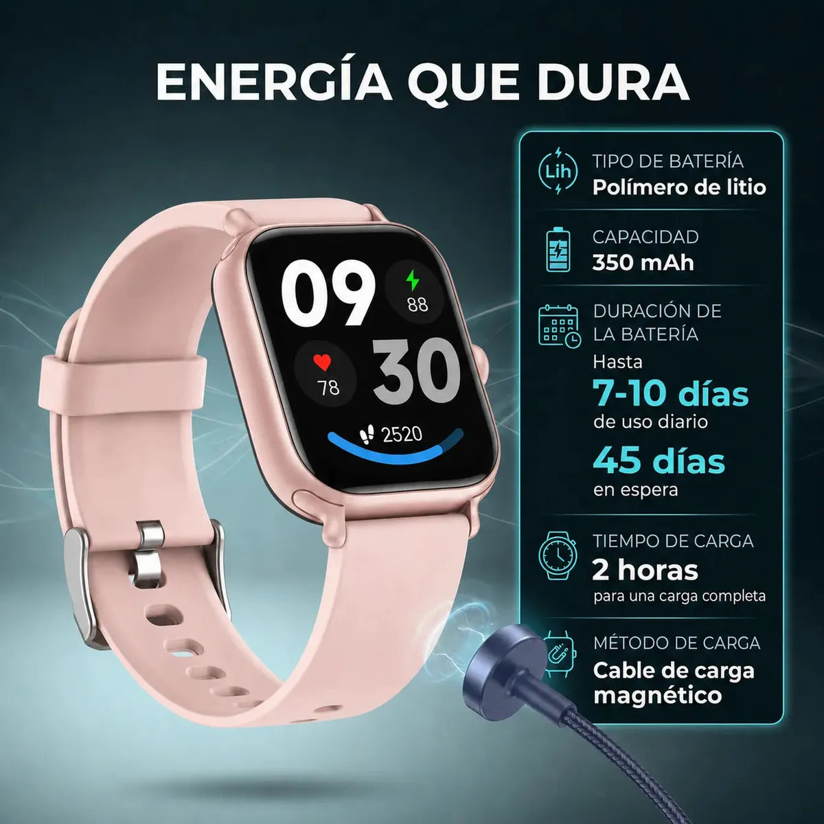 Smartwatch Feel The Power Mujer 100+ Funciones Sport/health Blanco Milanés Rosa Rosa