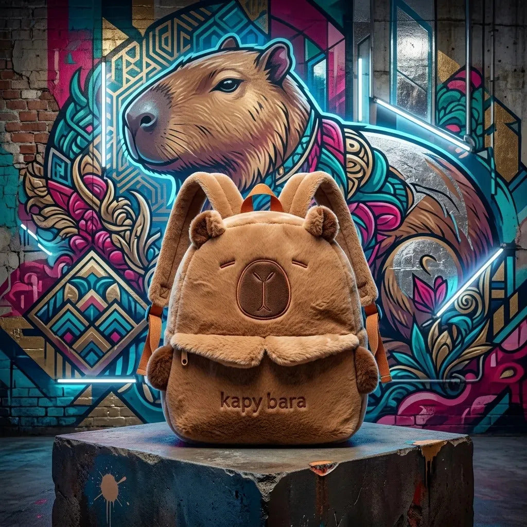 Capybara Mochila Capibara Kawaii Novedad Marrón Claro Carpincho