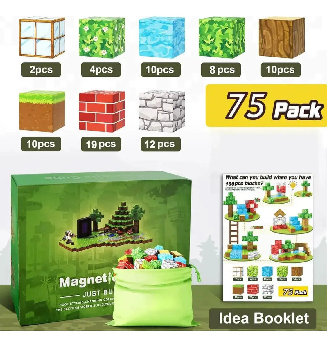 Bloques Magneticos Minecraft 75 Piezas En Total Gran Calidad