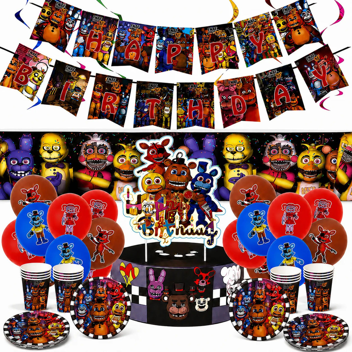 Cumpleaños Five Nights At Freddys Cotillón Set Completo