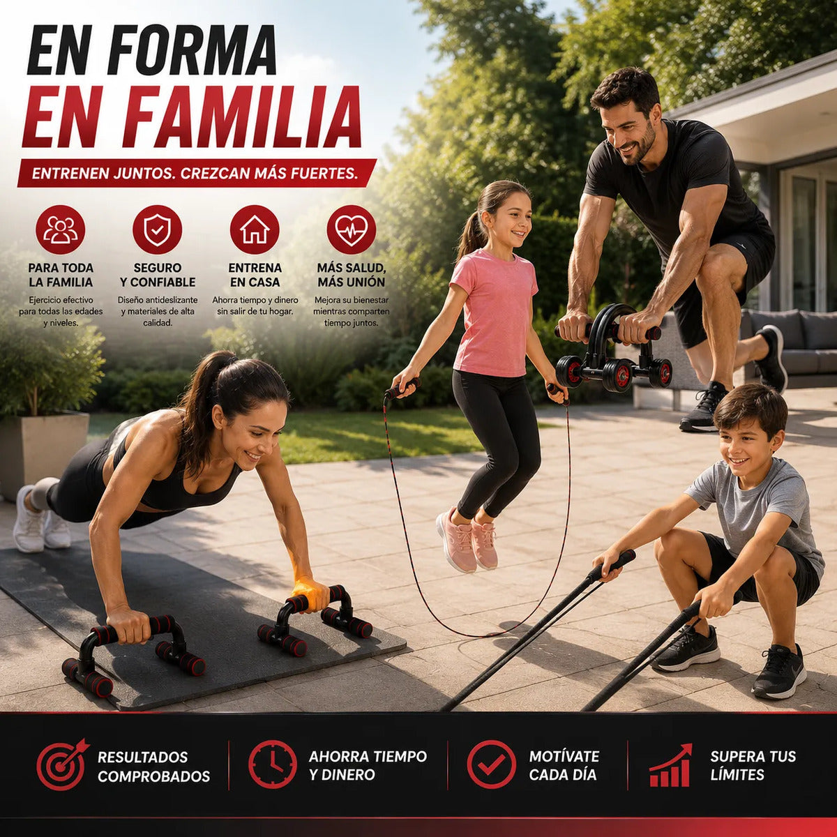 Set De Entrenamiento Multifuncional 7 En 1 Rueda Abdominal