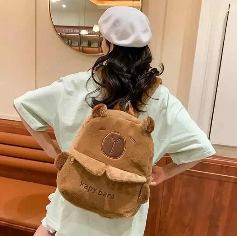 Capybara Mochila Capibara Kawaii Novedad Marrón Claro Carpincho