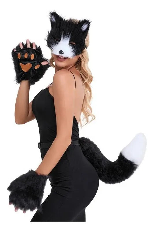 Traje De Perrito Disfraz Therians Máscara Patitas Y Cola