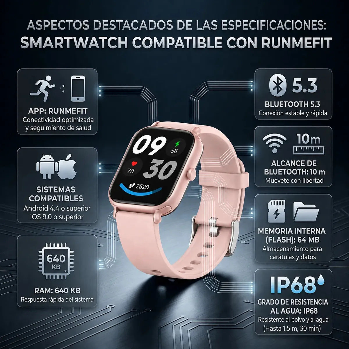 Smartwatch Feel The Power Mujer 100+ Funciones Sport/health Blanco Milanés Rosa Rosa