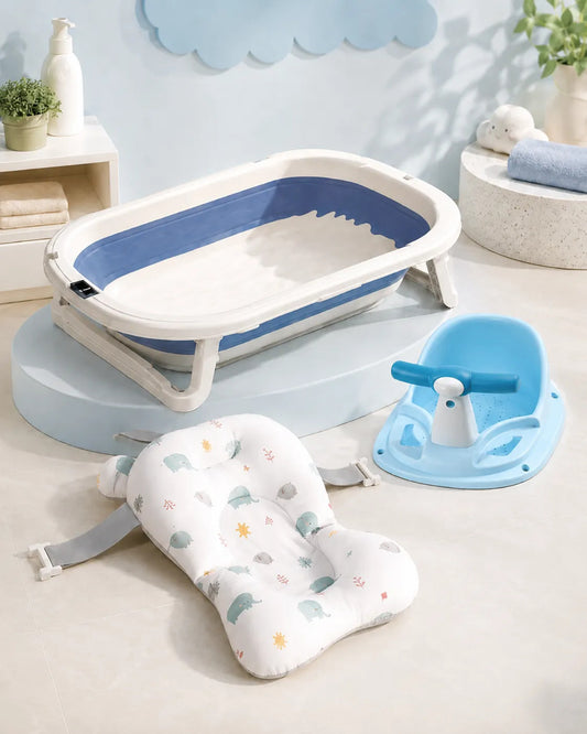 Bañera Plegable Para Bebe Tina Con Termometro Cojín Y Silla