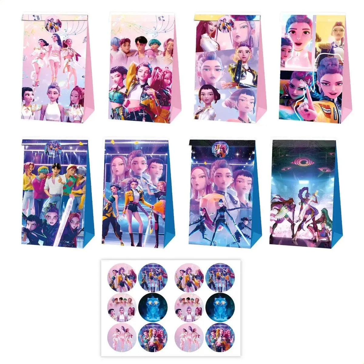 Set De 12 Cajitas De Cumpleaños Demon Hunter Kpop Huntrix
