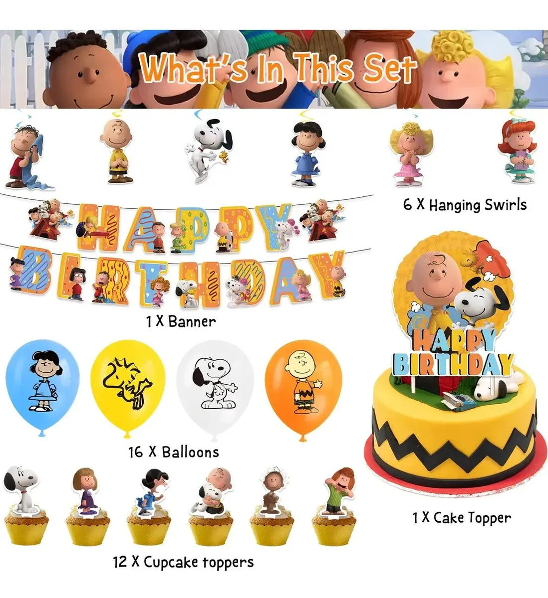 Kit Cotillón Snoopy Cumpleaños