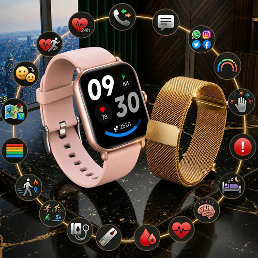 Smartwatch Feel The Power Mujer 100+ Funciones Sport/health Blanco Milanés Rosa Rosa