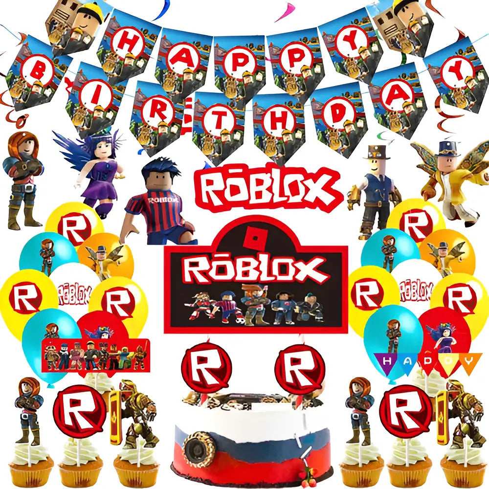 Kit Cotillón Cumpleaños Roblox Globos Y Adornos