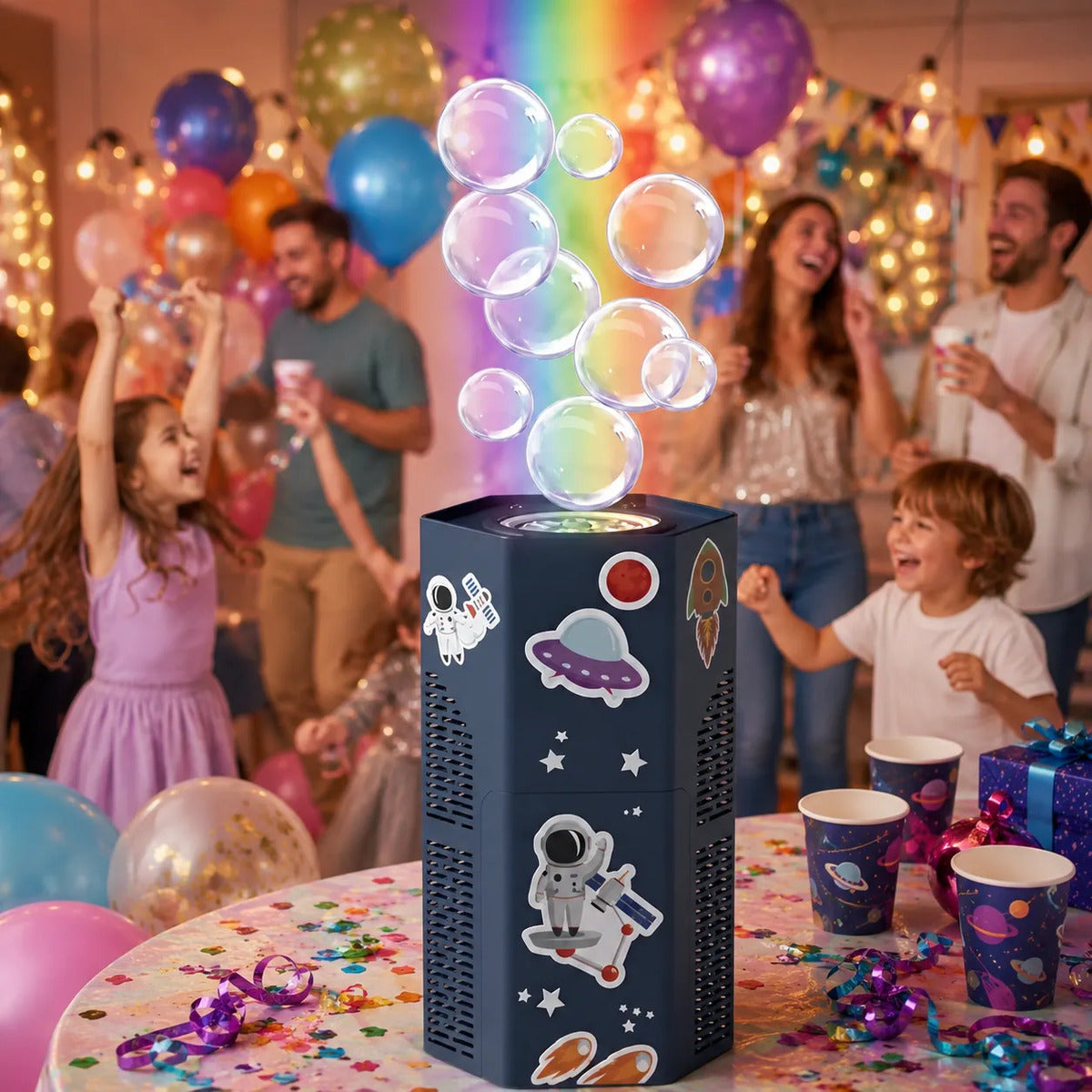 Máquina De Burbujas Espacial Con Luces Y Sonidos + 1 Líquido