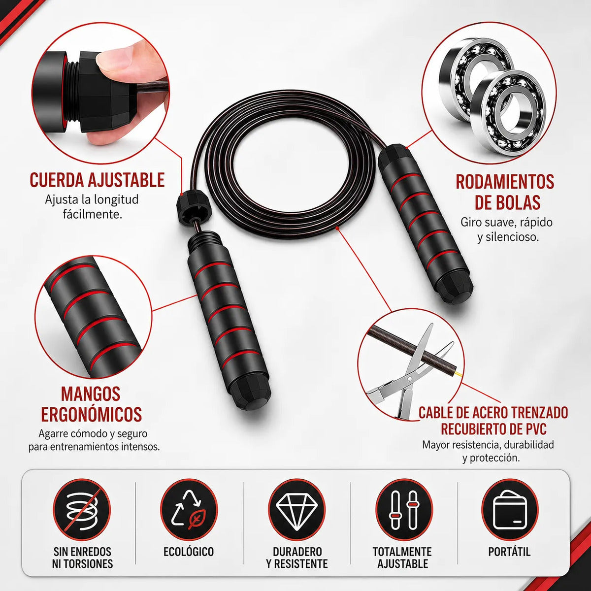 Set De Entrenamiento Multifuncional 7 En 1 Rueda Abdominal