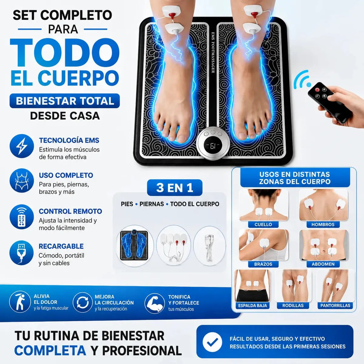 Electroestimulador Pies Y Cuerpo Masajeador Tens Ems