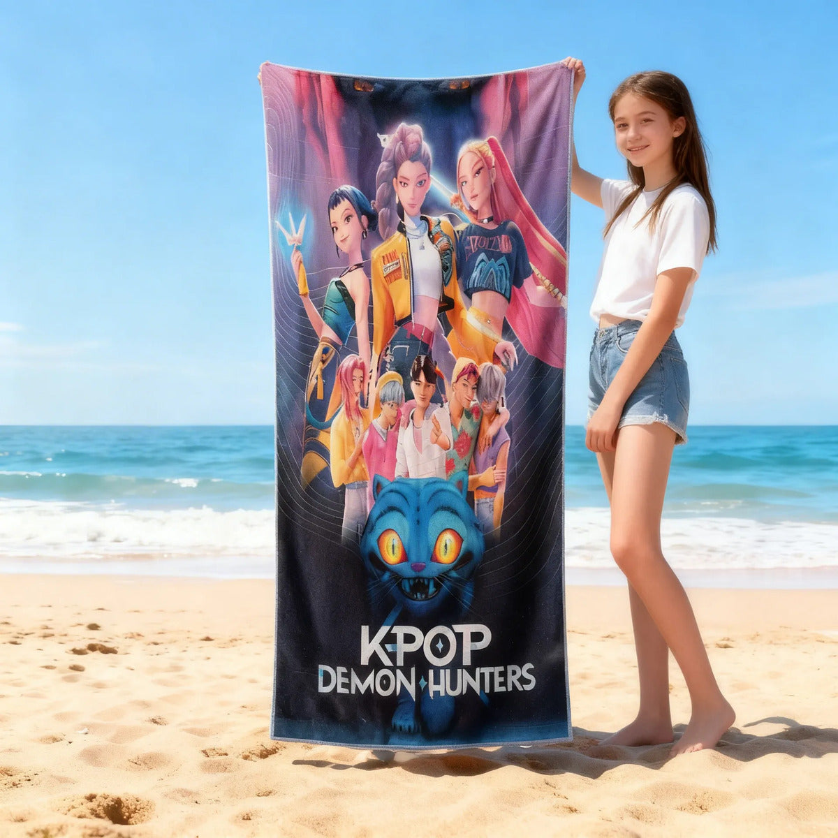 Toalla Guerreras K-pop Huntrix Microfibra Gran Tamaño