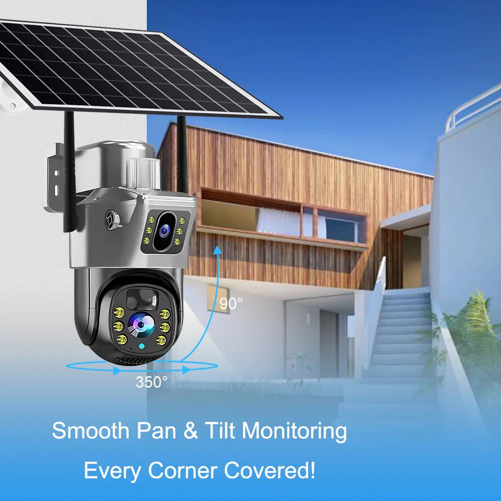 Cámara De Seguridad Solar Wifi Doble Lente 4mp En Español