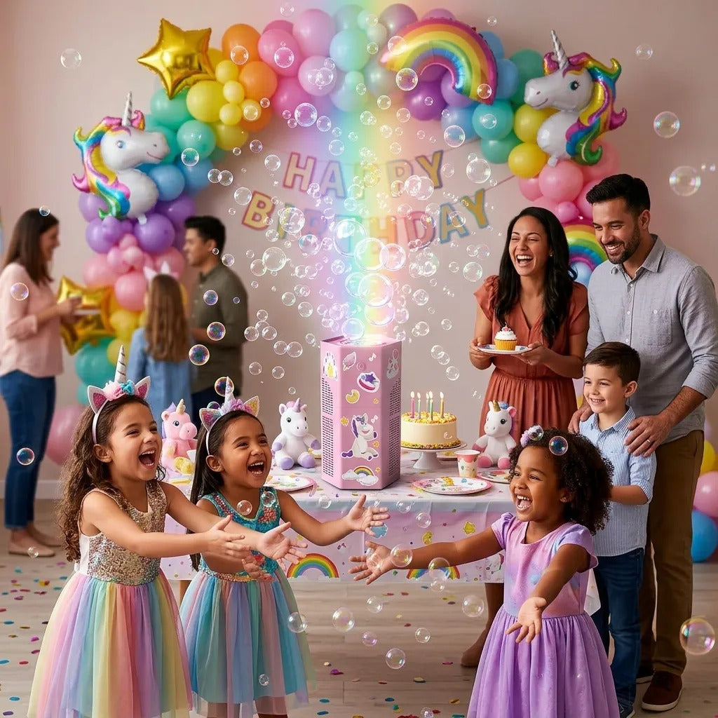 Máquina De Burbujas Unicornio Luces Y Sonidos + 1 Líquido