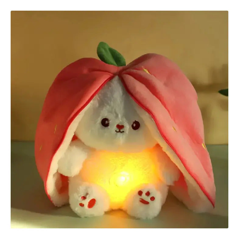 Conejo Fresa Peluche De Apego Respiración Y Sonido