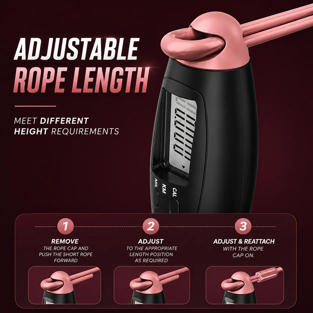 Cuerda De Saltar Digital Inalámbrica 5 En 1 Rosa