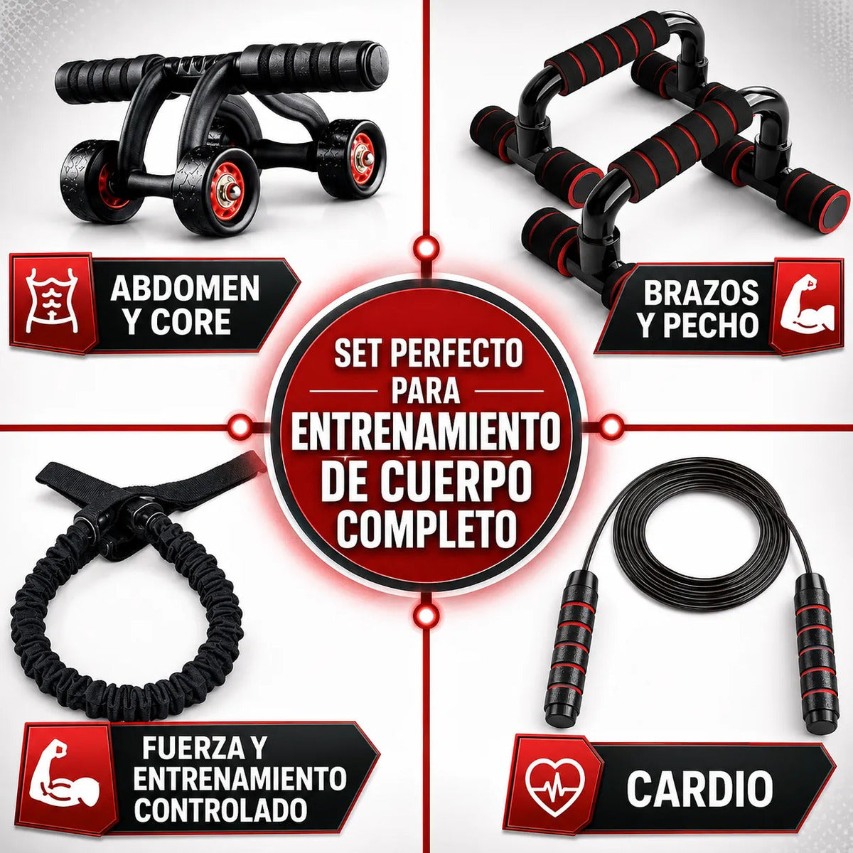Set De Entrenamiento Multifuncional 7 En 1 Rueda Abdominal