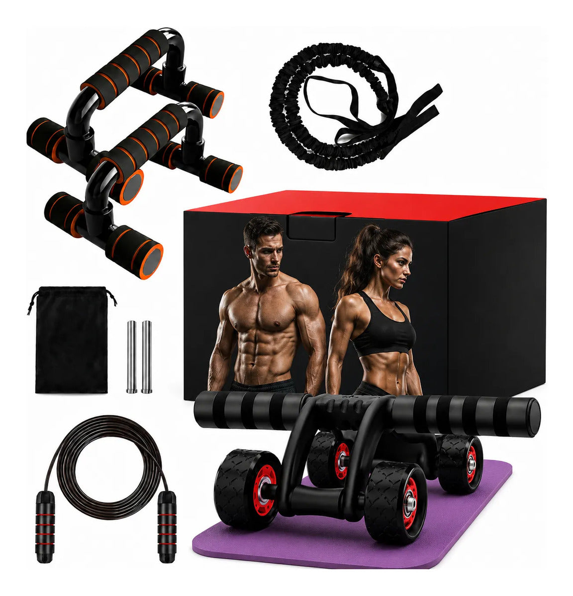 Set De Entrenamiento Multifuncional 7 En 1 Rueda Abdominal