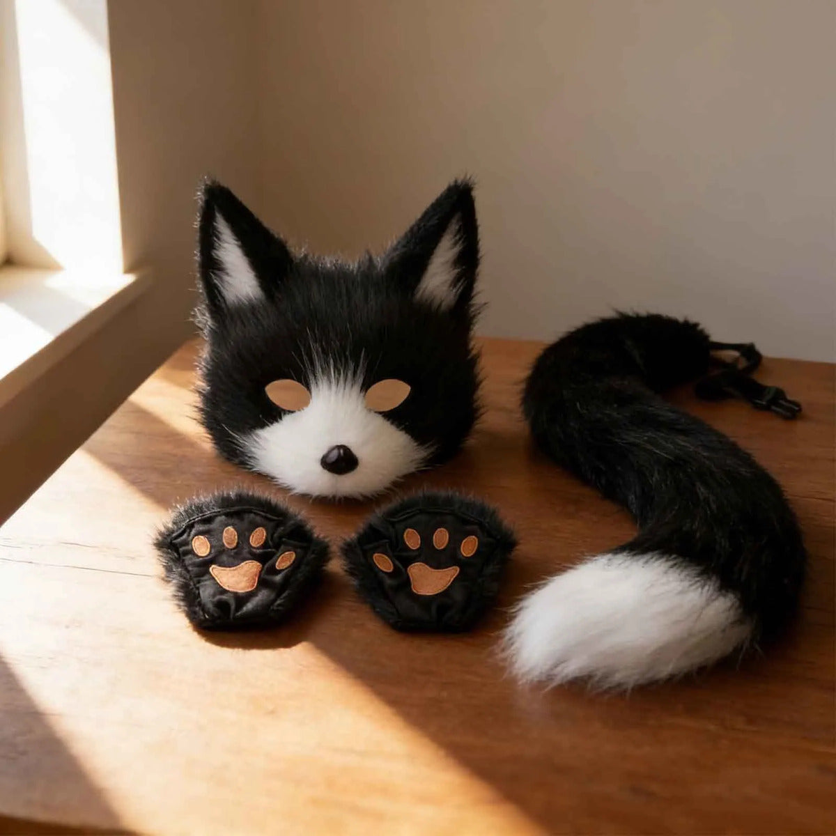 Traje De Perrito Disfraz Therians Máscara Patitas Y Cola