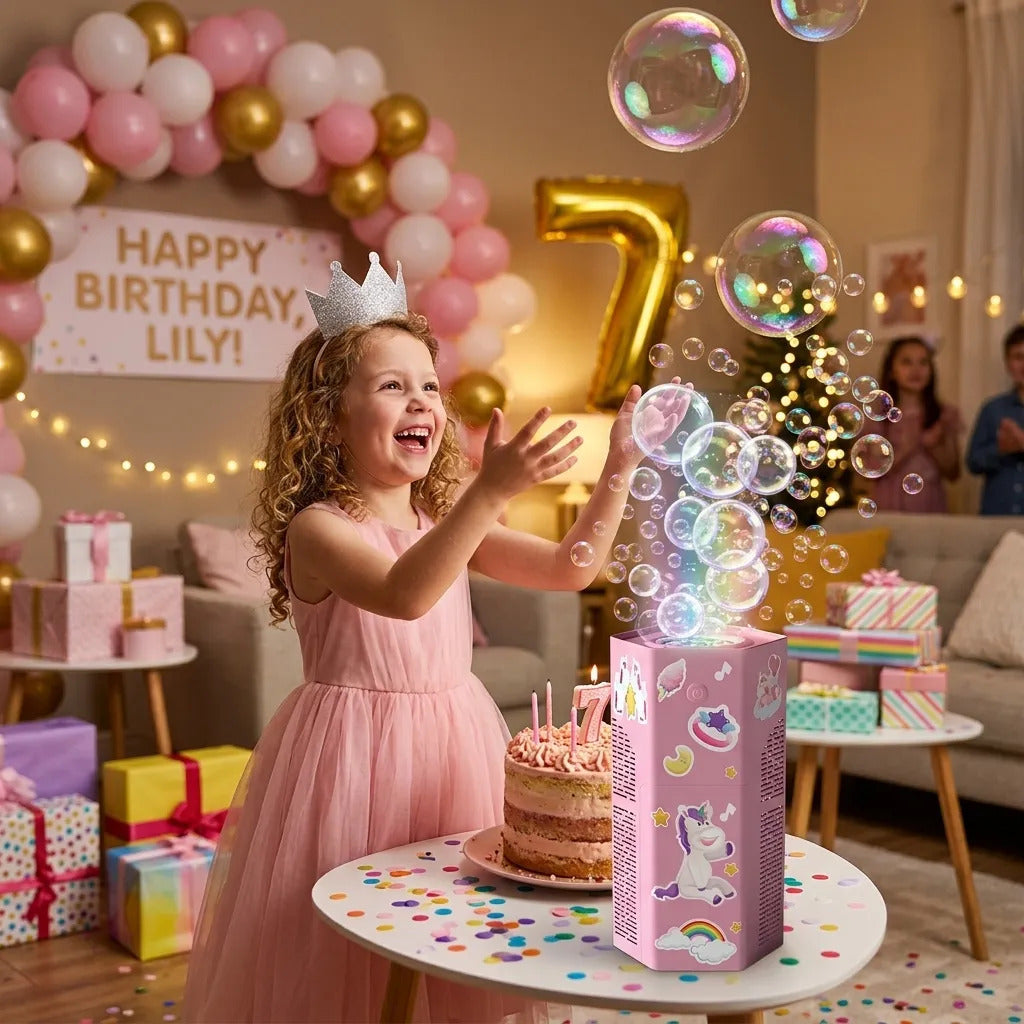 Máquina De Burbujas Unicornio Luces Y Sonidos + 1 Líquido