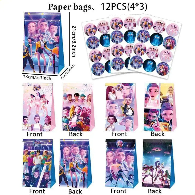 Set De 12 Cajitas De Cumpleaños Demon Hunter Kpop Huntrix