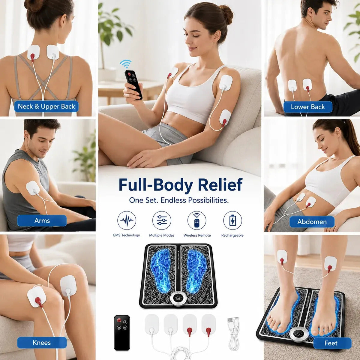Electroestimulador Pies Y Cuerpo Masajeador Tens Ems