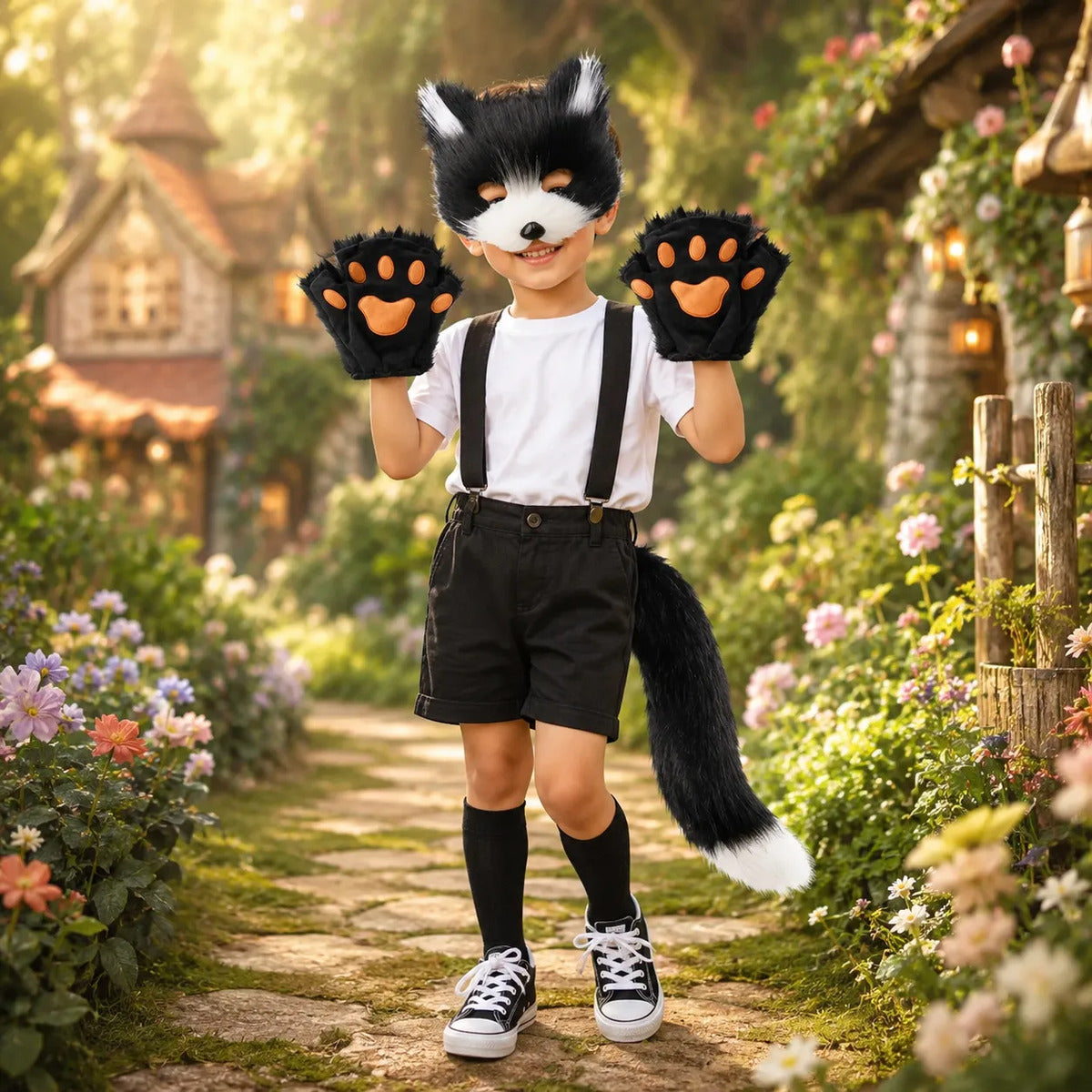 Traje De Perrito Disfraz Therians Máscara Patitas Y Cola