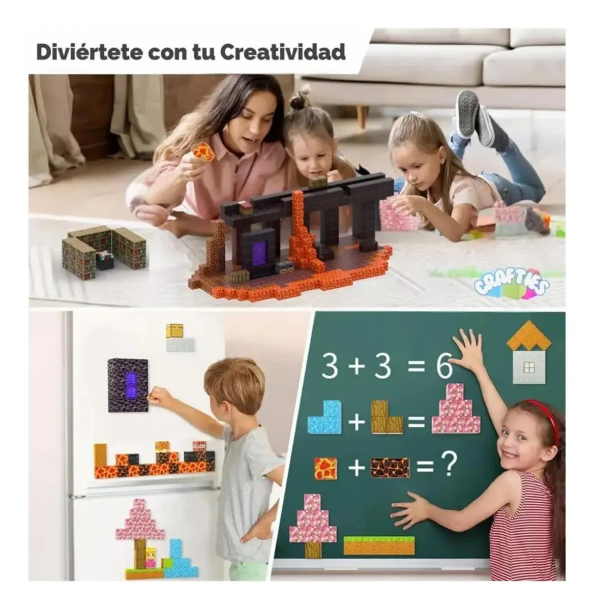 Bloques Magneticos Minecraft 75 Piezas En Total Gran Calidad