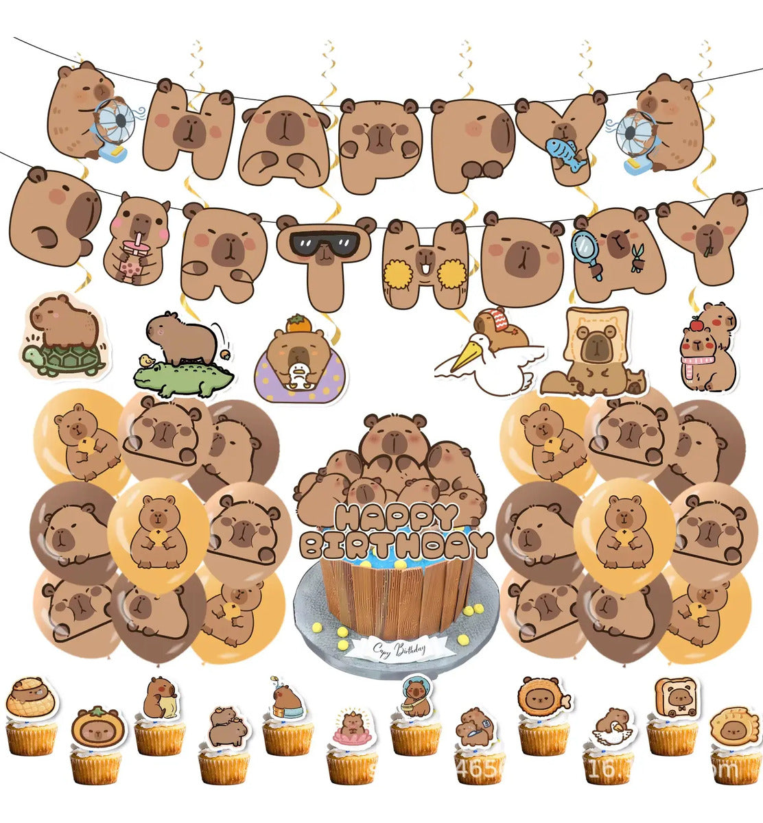 Cotillón Capibara Cumpleaños Capybara Set De Decoración