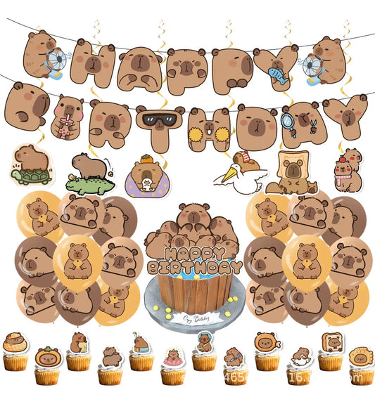 Cotillón Capibara Cumpleaños Capybara Set De Decoración